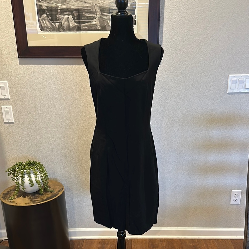 Banana Republic Black Sleeveless square‎ neck Dress viscose size 14 EUC
